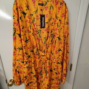 Plus Size Yellow Print Romper